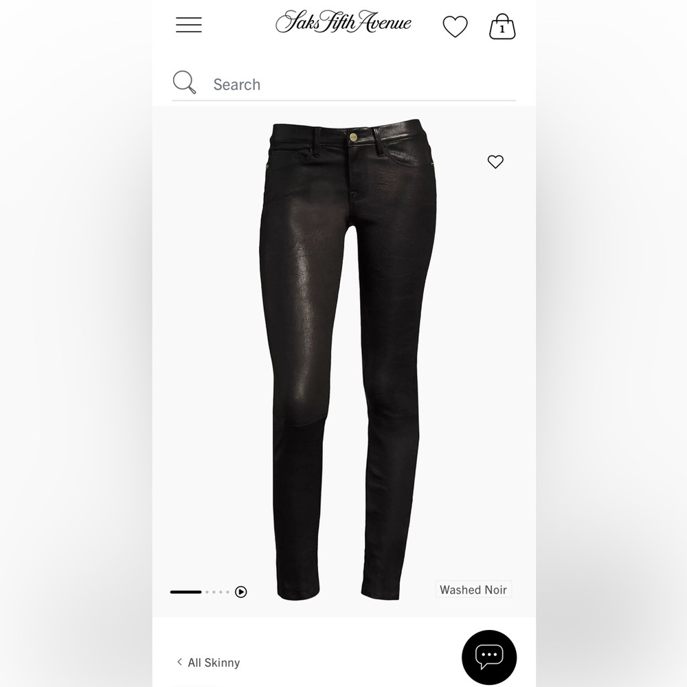 Frame 100% Leather Le Skinny de Jeanne Jeans Size 27 Black Luxury Jeans - Picture 13 of 14
